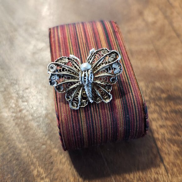 antique silver butterfly brooch filligre - Picture 2 of 4